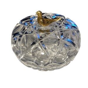 RCR Royal Crystal Rock Genuine Lead Crystal Trinket Box Gold Tone Bird Italy